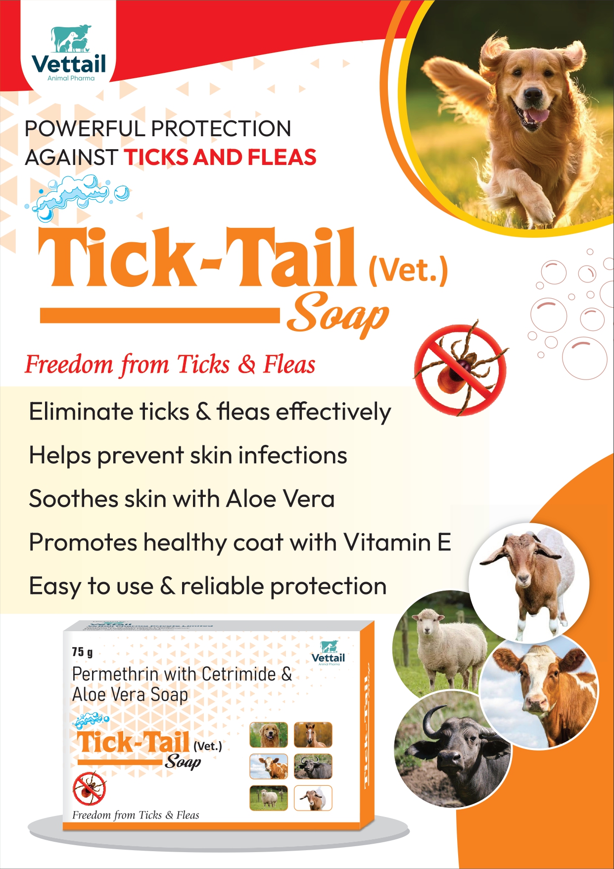 Tick-Tail Soap - Permethrin Cetrimide Aloe Vera Antiparasitic Soap